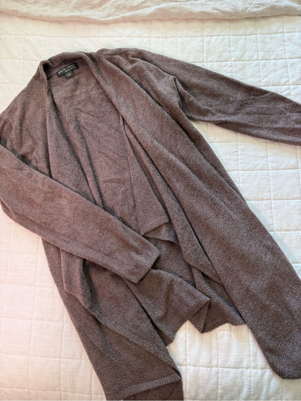Barefoot Dreams Open-Front Cardigan in Taupe Brown